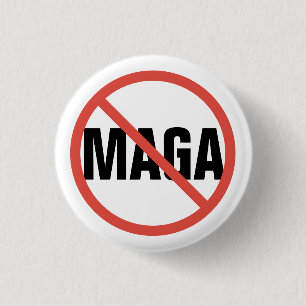 Red Circle No Sign Anti-MAGA Political Opinion 3 Cm Round Badge