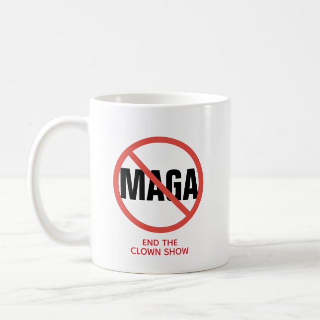 Red Circle No Sign Anti-MAGA Political Opinion Coffee Mug (Left)