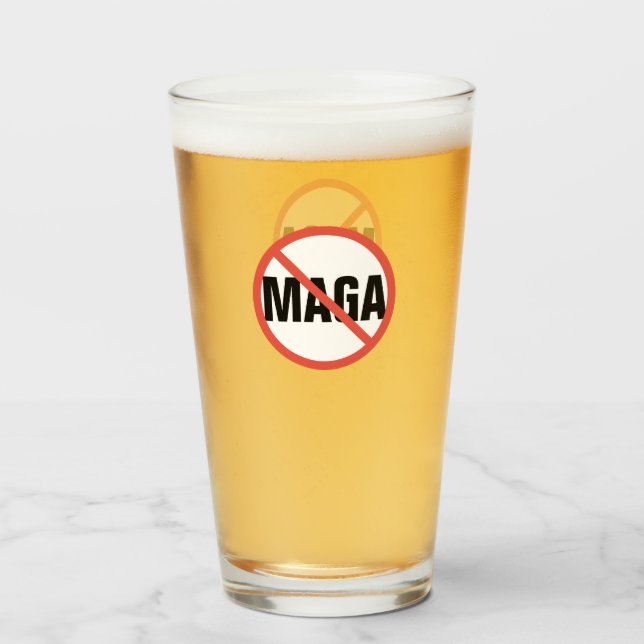 Red Circle No Sign Anti-MAGA Political Opinion Glass (Front Filled)