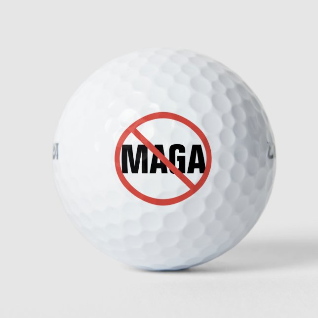 Red Circle No Sign Anti-MAGA Political Opinion Golf Balls (Front)