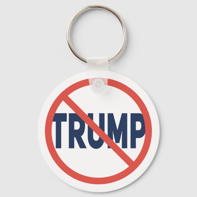 Red Circle No Sign Anti-Trump Political Opinion Key Ring (Front)