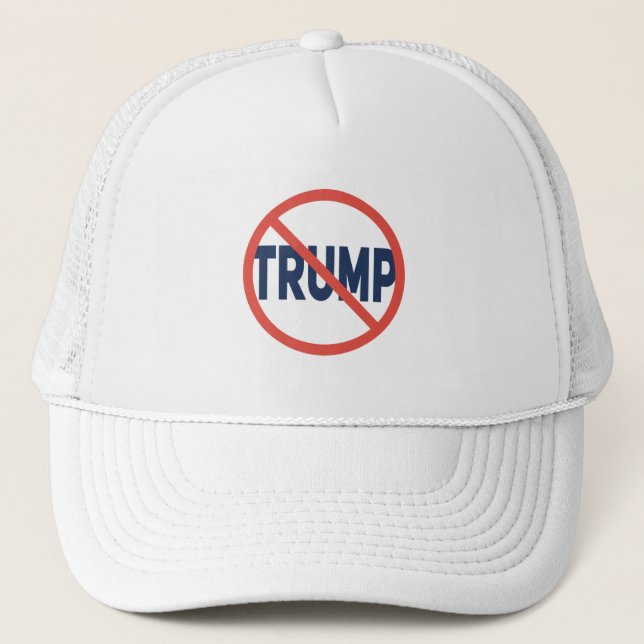 Red Circle No Sign Anti-Trump Political Opinion Trucker Hat (Front)