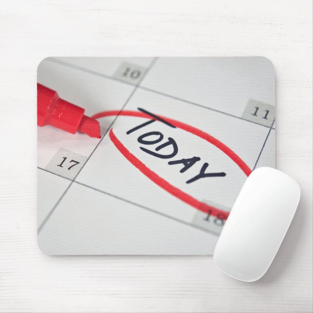 Red Circle On Calendar Mouse Mat (With Mouse)