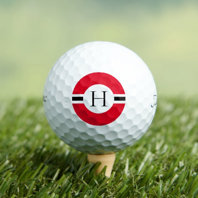 Red Circle Personalised Golf Ball (3) HAMbWG (Insitu Tee)