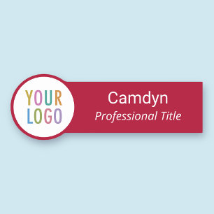 Red Circle Shaped Name Tag Custom Company Logo