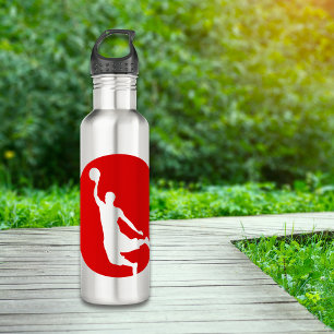 Red Circle Silhouette Basketball Personalised 710 Ml Water Bottle