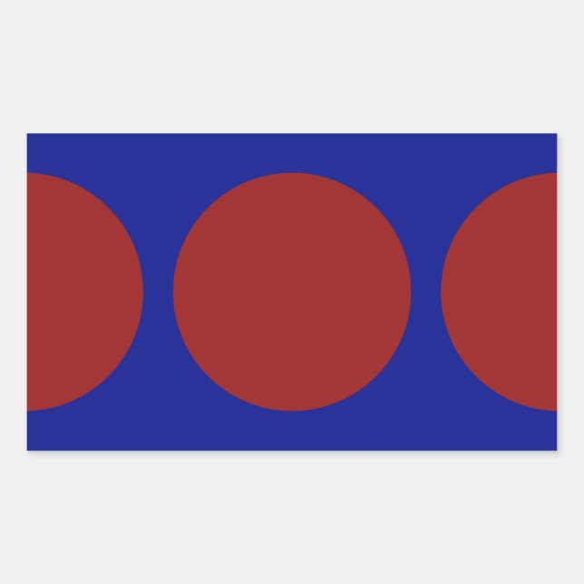 Red Circles on Blue Rectangular Sticker (Front)