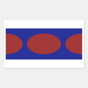 Red Circles on Blue Rectangular Sticker