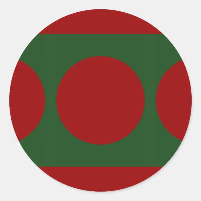Red Circles on Green Classic Round Sticker (Front)