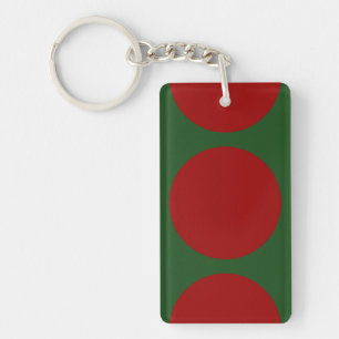Red Circles on Green Key Ring