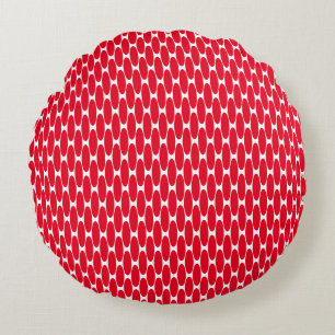 Red Circles Oval Polka Dot Pattern In White Custom Round Cushion