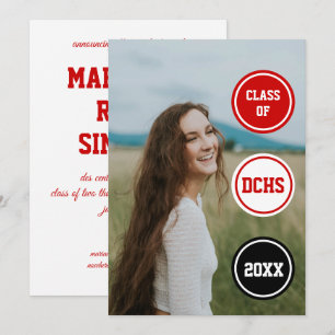 Red Circles Photo Graduation Invitation