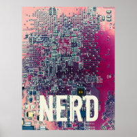 Red circuit board nerd retro design
