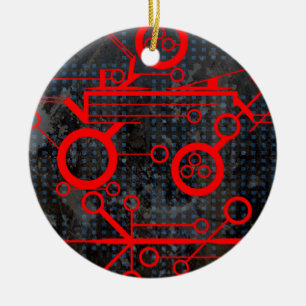Red Circuit Ceramic Tree Decoration