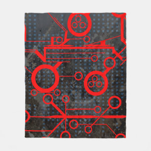 Red Circuit Fleece Blanket