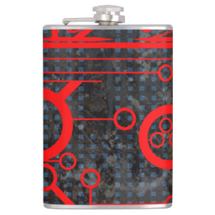 Red Circuit Hip Flask