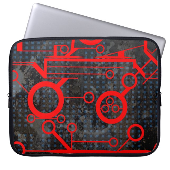 Red Circuit Laptop Sleeve (Front)