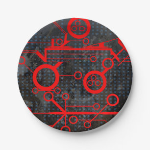 Red Circuit Paper Plate