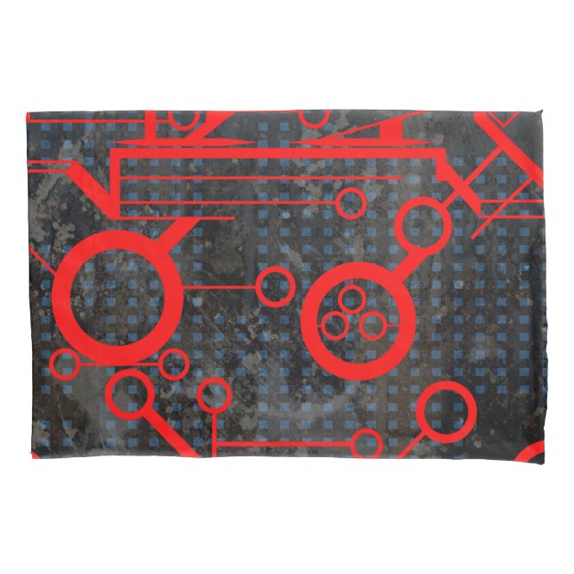 Red Circuit Pillowcase (Front)