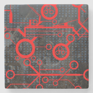 Red Circuit Stone Coaster