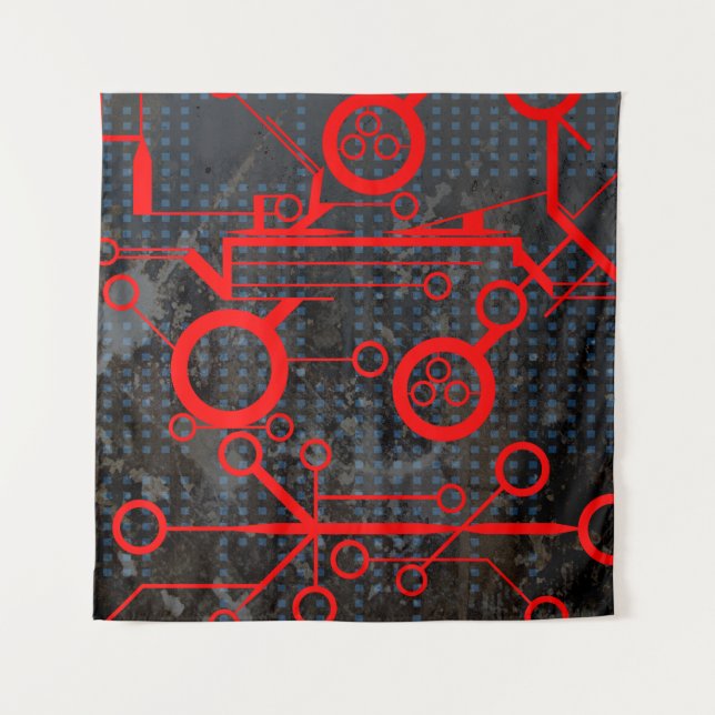 Red Circuit Tapestry (Front)