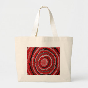 Red Circular Designer Pattern Large Tote Bag
