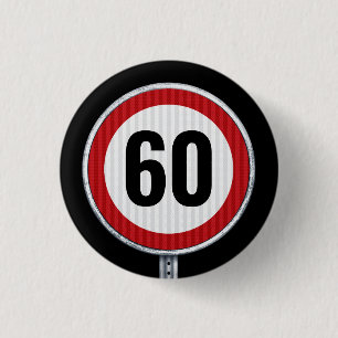 Red circular road sign with CUSTOM AGE birthday 3 Cm Round Badge