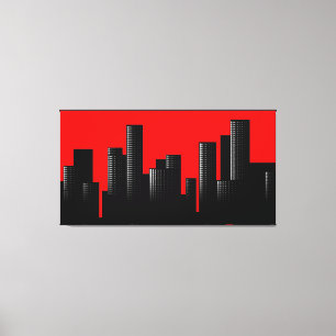 red cityscape canvas print