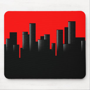 red cityscape mouse mat