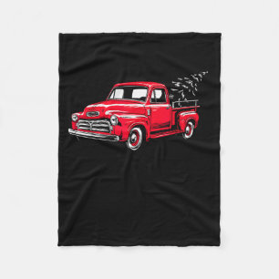 Red Ckup Truck Christmas Tree Vintage Christmas Me Fleece Blanket