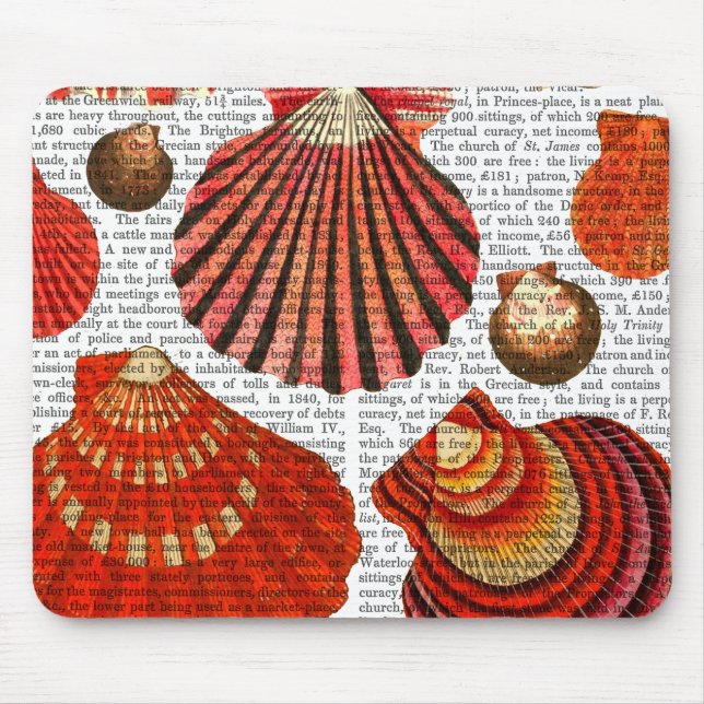 Red Clam Shells Mouse Mat (Front)