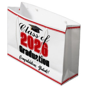 Red Class of 2026 Custom Graduation Party Large Gift Bag