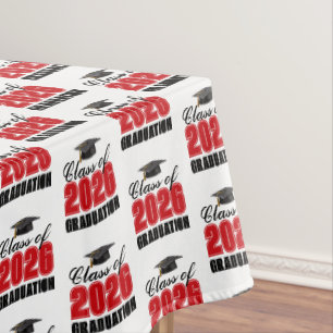 Red Class of 2026 Graduation Party Tablecloth
