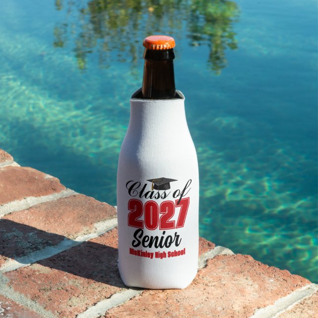 Red Class of 2027 Senior Custom High School Bottle Cooler (In Situ Pool)