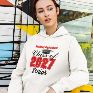 Red Class of 2027 Senior Custom High School Hoodie