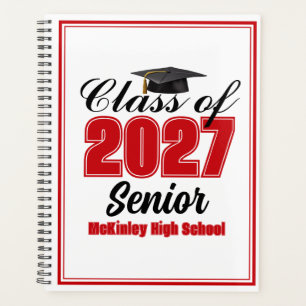Red Class of 2027 Senior Custom High School Planner