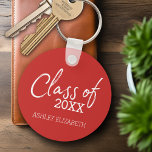 Red - Class of ADD YOUR YEAR Graduation Party Key Ring<br><div class="desc">Add any year to this whimsical design. This can be used for any graduate or reunion - high school,  college,  grad school,  nursing,  med school or even trade school.</div>