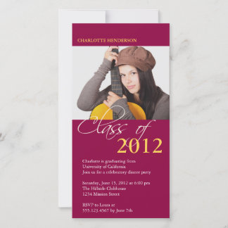Red class of graduation photo announcement card