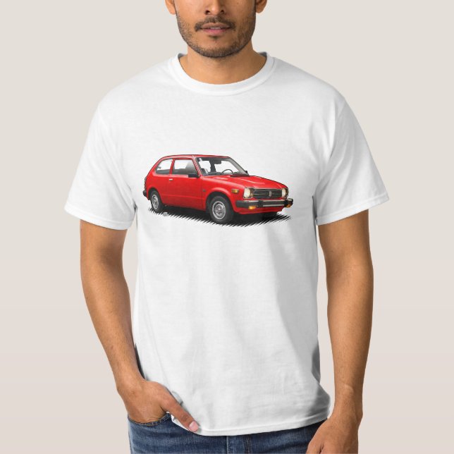 Red Classic 1979 Civic on White T-Shirt (Front)