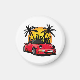 Red Classic Carrera in City Sunset Magnet