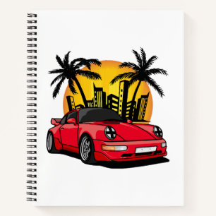 Red Classic Carrera in City Sunset Notebook