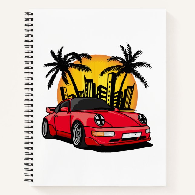 Red Classic Carrera in City Sunset Notebook (Front)