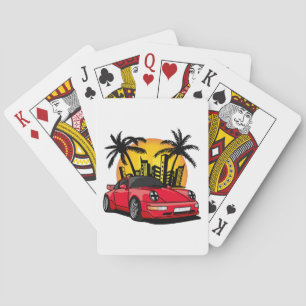 Red Classic Carrera in City Sunset Playing Cards