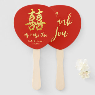 Red classic Chinese wedding tea ceremony thank you Hand Fan