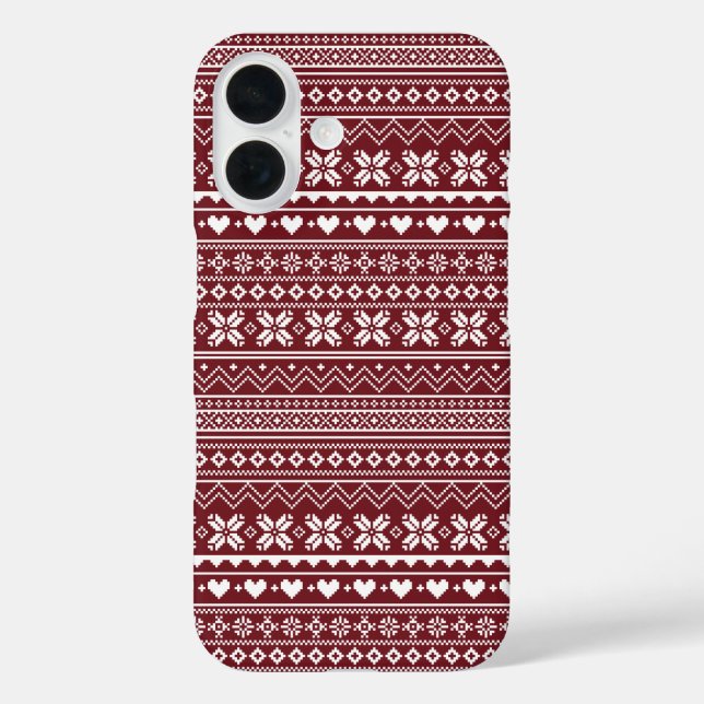 Red Classic Christmas Sweater Pattern Case-Mate iPhone Case (Back)