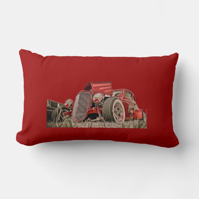 Red Classic Collectors Vintage Car Pillow (Front)