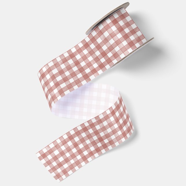 Red Classic Gingham Satin Ribbon (Front+Back)