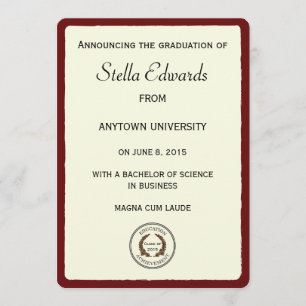 Red Classic Graduation Announcement Round Corners