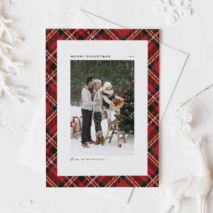 Red Classic Plaid Pattern Photo Merry Christmas