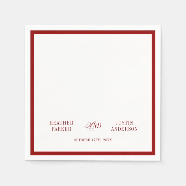 Red Classic Simple Minimalist Wedding Napkin (Front)